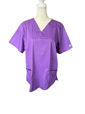 Butter Soft stretch purple short sleeve v-neck pullover scrub top size large